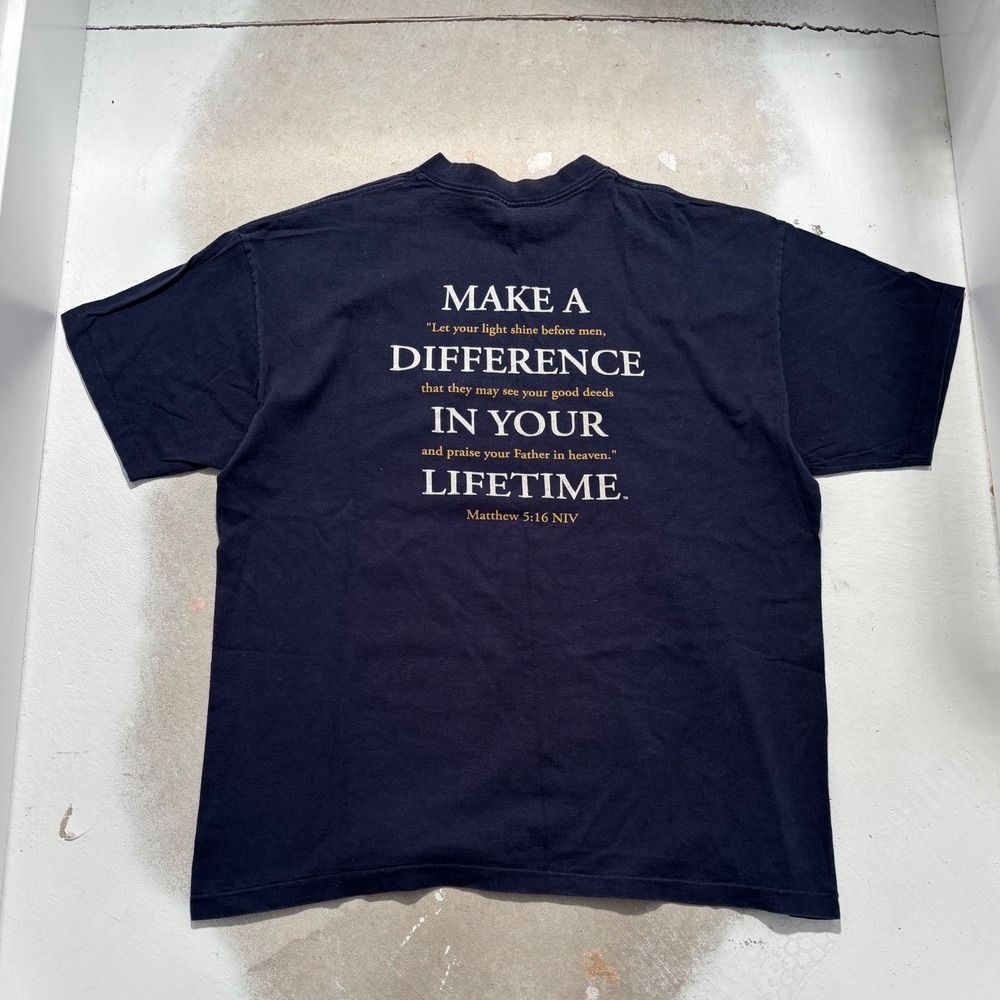 Vintage Promise Keepers Live a Legacy Matthew 5:16 Navy T-Shirt Mens XL USA Made